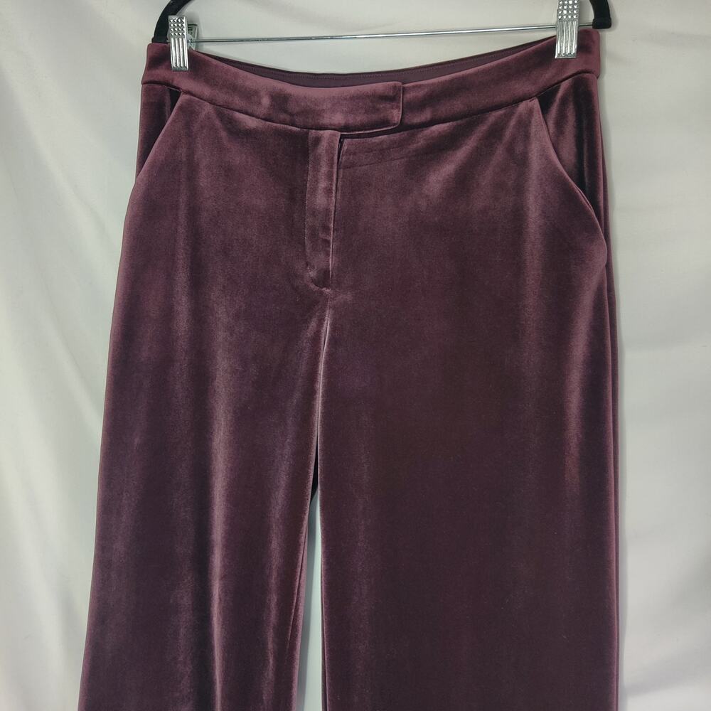 Express Editor HIgh Rise Plum Purple Velvet Relaxed Wide Leg Trouser 10 Witchy - Picture 4 of 14